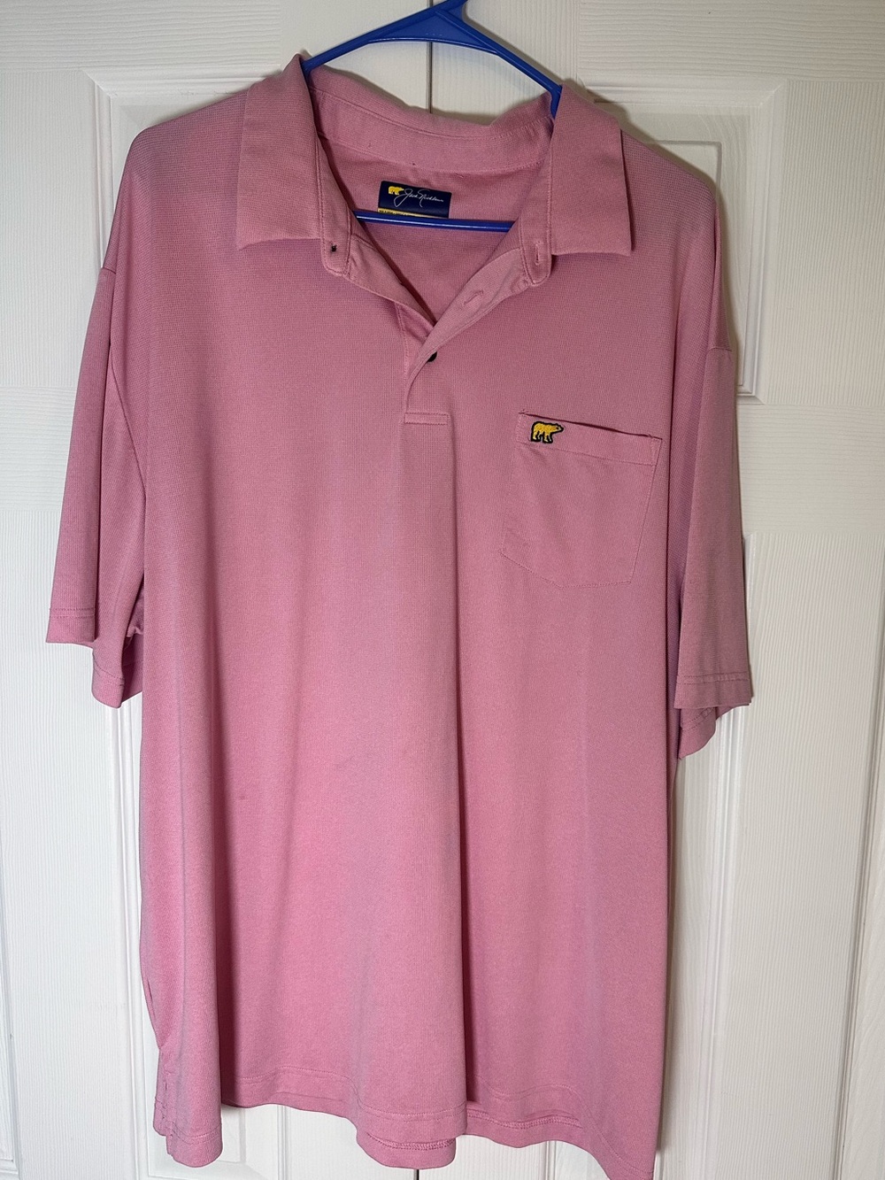 Men's Pink Short-Sleeve Polo with Chest Pocket